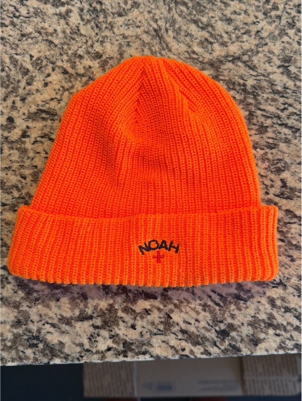 Noah NYC Knit Beanie Hat Orange Multicolor Ribbed Made In Canada Acrylic